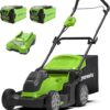 Greenworks G40LM41K2X Tondeuse à Gazon sans Fil pour Pelouses Jusqu'à 500m², Largeur de Coupe 41 cm, Sac de 50L, INCLUS Deux Batteries 40V 2Ah et Un Chargeur, Garantie 3 Ans