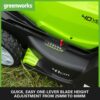 Greenworks G40LM41K2X Tondeuse à Gazon sans Fil pour Pelouses Jusqu'à 500m², Largeur de Coupe 41 cm, Sac de 50L, INCLUS Deux Batteries 40V 2Ah et Un Chargeur, Garantie 3 Ans – Image 4
