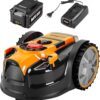 LawnMaster VBRM16 OcuMow™ Tondeuse Robot de Jardin Pose et TOND pour 100m² Coupe 20-60 mm avec Batterie Lithium-ION MX 24V 4.0Ah et Chargeur Rapide