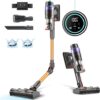 PRETTYCARE Aspirateur Balai sans Fil, 45KPA/530W Aspirateur sans Fil Puissant Léger a Une Autonomie de 60 Minutes en Mode Automatique, Brosse LED pour Les Poils...
